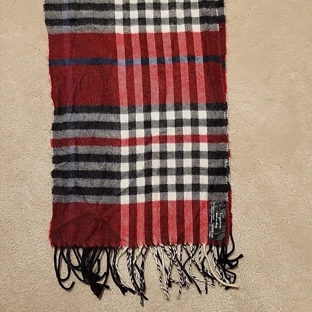 Cejon Plaid Tartan Scarf Wrap Italian Preppy Unisex Oblong Fringe Luxury